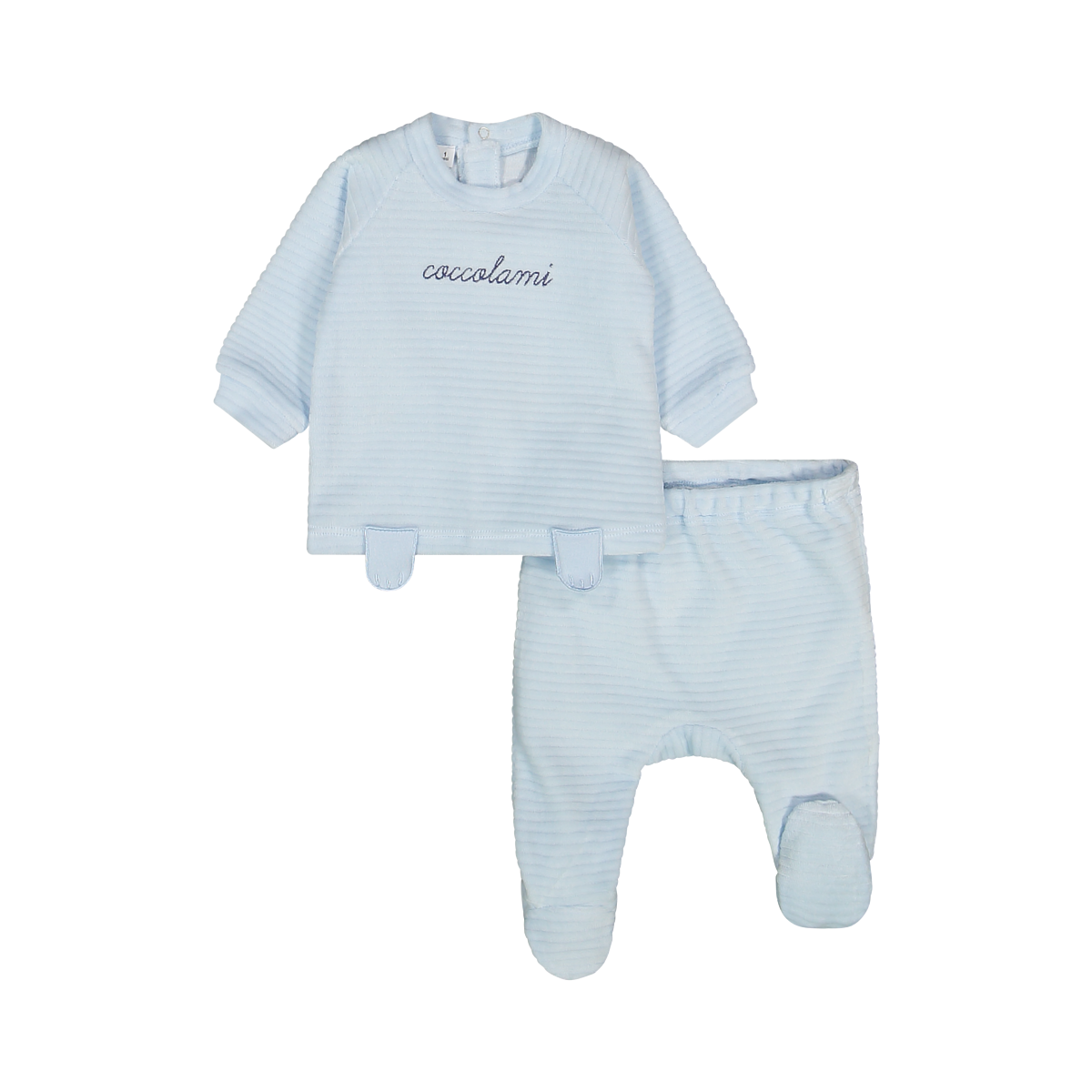 Completo In Ciniglia Color Azzurro Neonato Melby